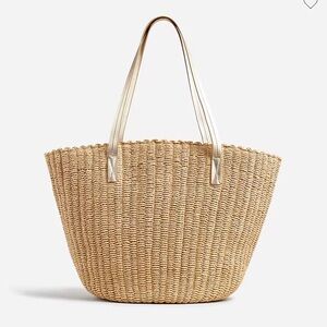 J.Crew Woven Straw Market Tote / Beach Bag
